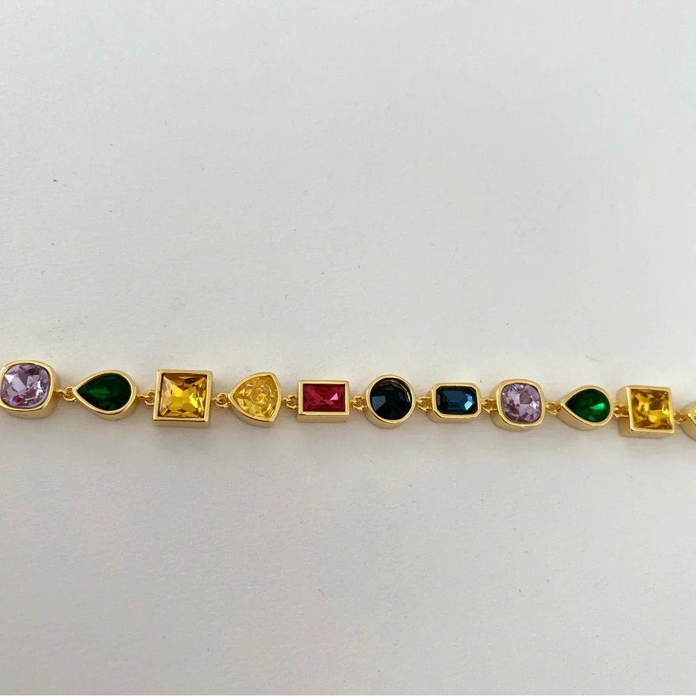 New in Box $320 Swarovski Imber Multicolor Crystals Gold Tone Bracelet